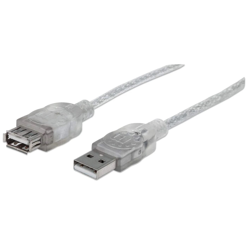 Cable de extension manhattan usb 2.0 blindado am-ah 3m translucido 340496