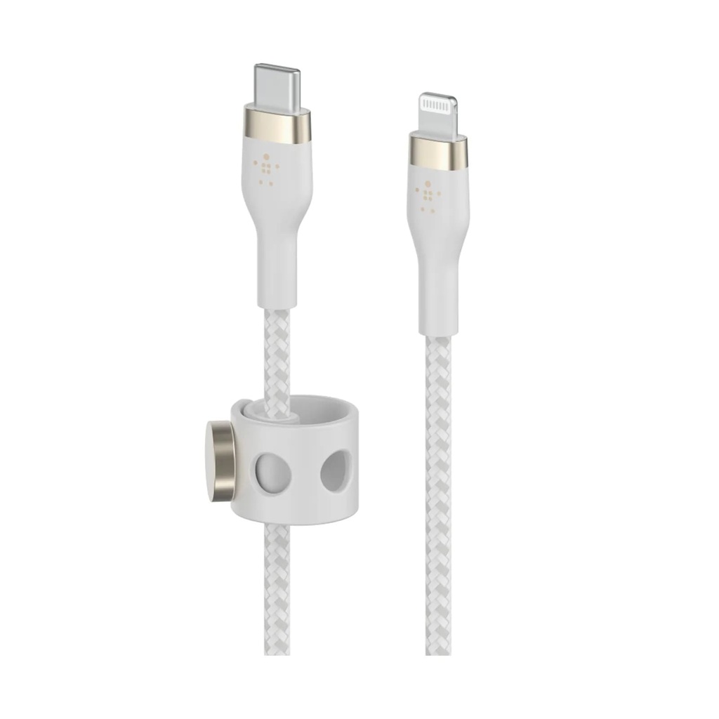 L_ Cable Boost Charger Pro Flex Belkin Usb-C with Lightning connector magnetic Blanco
