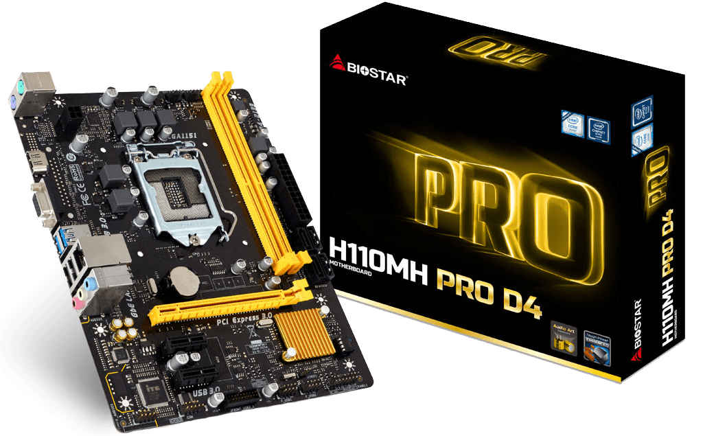 MAINBOARD BIOSTAR  H110MH PRO D4 DDR4 LGA 1151 GBE/LAN/6GEN/USB 3.0.