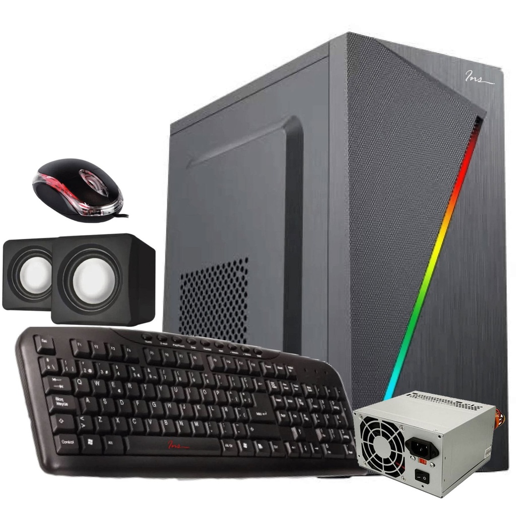 Case combo INS ca-054 led rgb (teclado/mouse/parlante usb) fuente de poder 950W negro