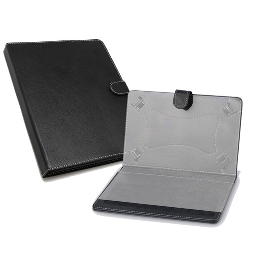 [025002004PLUZ711CASENEG] ESTUCHE TABLETA OPTIMAX 10" CUERO NEGRO TIPO AGENDA/STAND