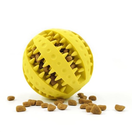 [050022VARMA1B] PELOTA DE GOMA PARA MASCOTA LIMPIEZA DE DIENTES CON FUNCION DE DISPENSADOR DE CROQUETAS 7.5 CM MA-1/B