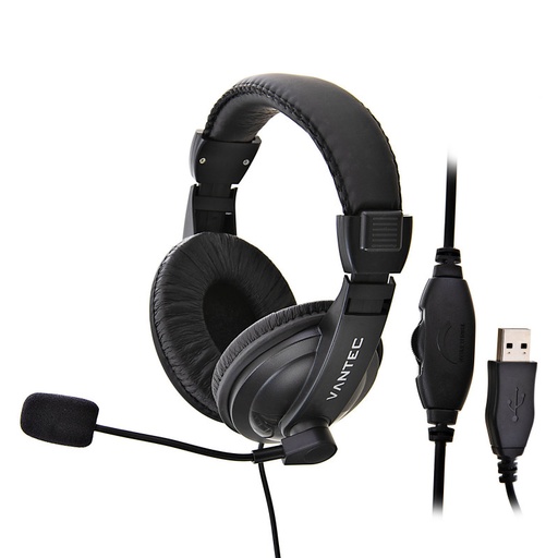 [012001002VANVTHS750BUSBNEG] AUDIFONOS DIADEMA VANTEC C/MICROFONO VT-HS750B CONEX USB