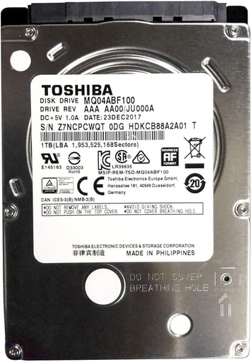 [014003012THBMQ04ABF100] DISCO DURO TOSHIBA NT 1TB 2.5 MQ04ABF100